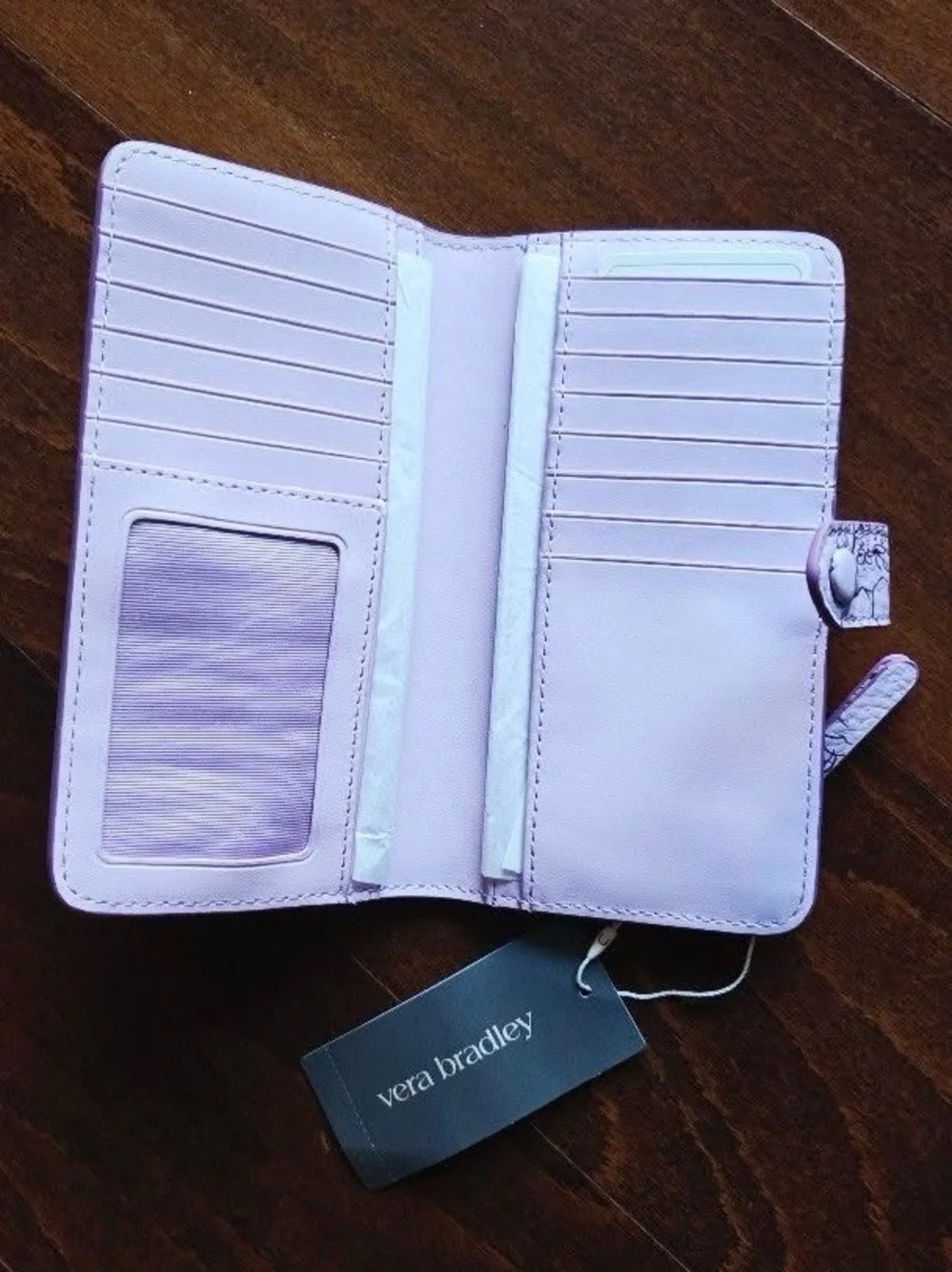 Vera Bradley Cowhide Leather Tab Wallet in Bloom Lavender Frost, NWT